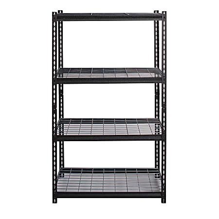 Hirsh® Iron Horse 2300 Steel Wire Deck Shelving Unit, 4 Shelves, 60"H x 36"W x 18"D, Black