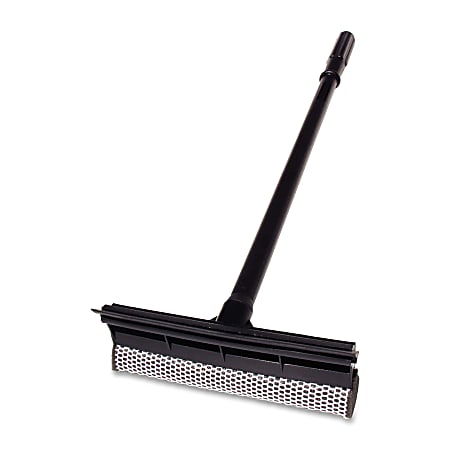 Unger Auto Squeegee Scrubber - 8" Blade - 18" Plastic Handle - Heavy Duty - Black