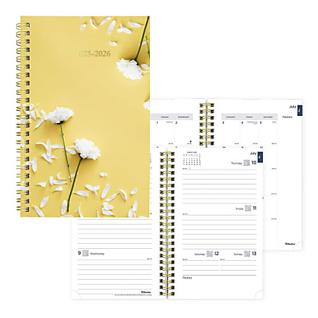 2025-2026 Blueline® Academic Weekly/Monthly Planner, 8” x 5”, 100% Recycled, Botanical Yellow, July 2025 To July 2026, CA114PM.01