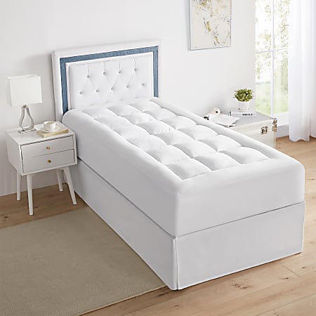 DormCo Mega-Thick Mattress Pad Topper Pillow-Top, Twin XL, White
