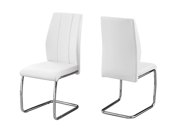 Monarch Specialties Sebastian Dining Chairs, White/Chrome, Set Of 2 Chairs