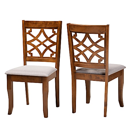 Baxton Studio Mael Dining Chairs, Gray/Walnut Brown, Set Of 2 Chairs