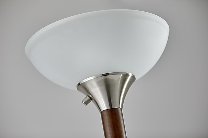 Adesso Alta Torchiere Floor Lamp 71 H Frosted White ShadeBrushed