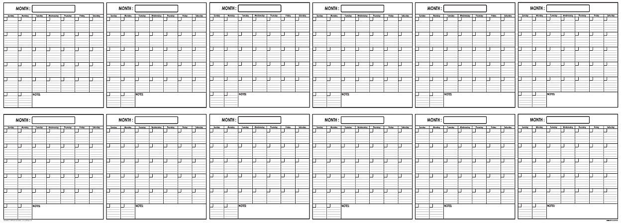 SwiftGlimpse Yearly Wall Planner, 36″ x 100″, Black/White, Undated