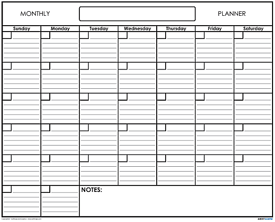 SwiftGlimpse Monthly Wall Planner, 36″ x 48″, Black/White, Undated