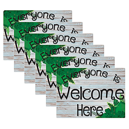 Ashley Smart Poly Computer Mouse Pad, 8" x 10", Everyone Is Welcome Here Beach Wood Greenery, Pack Of 6 Mouse Pads