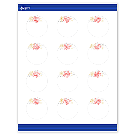 Avery&reg; Printable Christmas Business Cards with Sure Feed&reg; Technology, 2", Matte White With Holly Jolly Metallic Sparkles Design, Pack Of 120