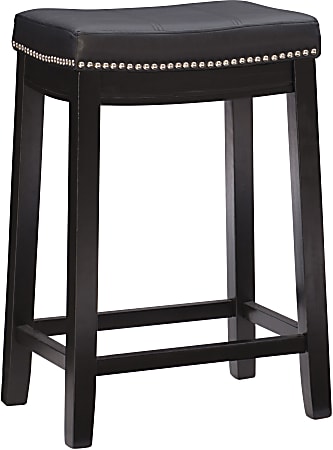 Linon Walker Backless Faux Leather Counter Stool, Black