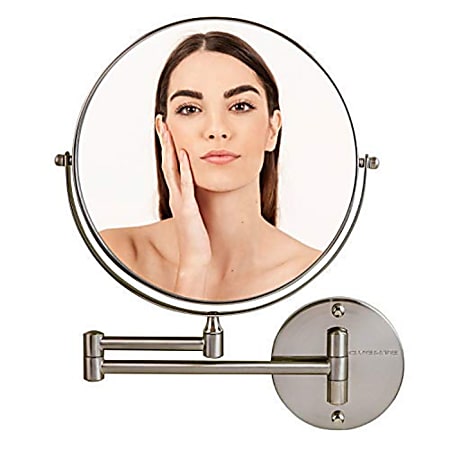 Ovente Wall-Mounted Double-Sided Vanity Makeup Mirror, 10X Magnification, Nickel