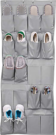 DormCo TUSK Storage Hanging Over-The-Door Shoe Pockets, 53-1/2”H x 22”W x 3”D, Gray