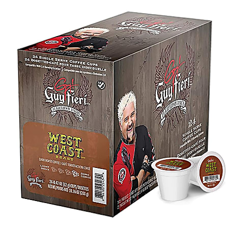 Guy Fieri Flavortown Roasts Single-Serve K-Cup Coffee, West Coast Roast, Box Of 24 Pods