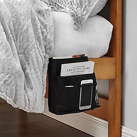 DormCo TUSK Storage Bedside Caddy, 11"H x 10"W x 3-1/2"D, Black