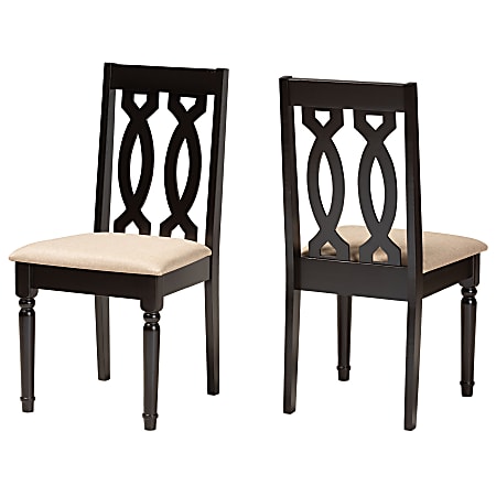 Baxton Studio Cherese Dining Chairs, Dark Brown/Sand, Set