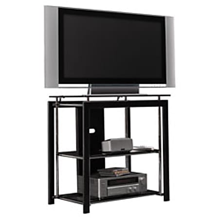 Bush Midnight Mist 37" Flat-Screen TV Stand, 31 1/8"H x 32 1/8"W x 18"D, Black/Chrome