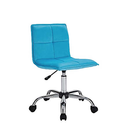 Linon Marin Fabric Mid-Back Home Office Chair, Blue/Silver