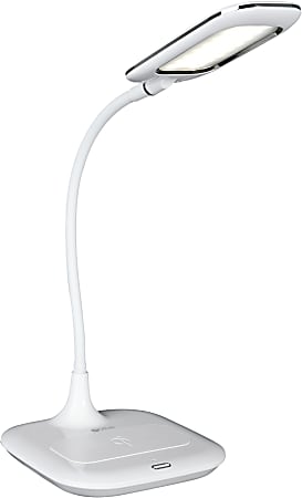 OttLite Executive Desk Lamp with 2.1A USB Charging Port, White