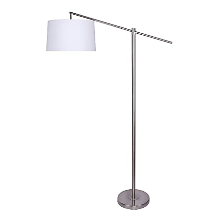 LumiSource Casper Floor Lamp, 69"H, Off-White/Brushed Nickel
