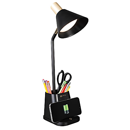 OttLite Wellness Series Merge LED Desk Lamp With Wireless Charging 18 14 H  Black ShadeBlack Base - Office Depot