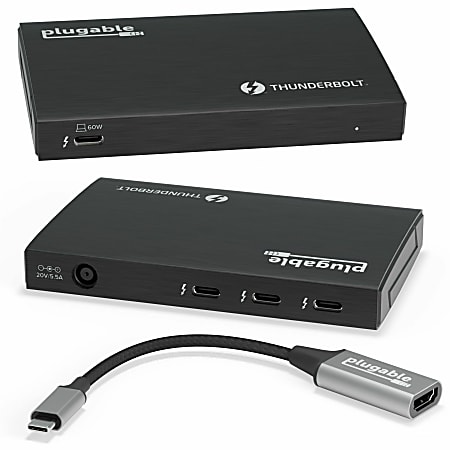 Plugable Thunderbolt 4 Hub, 4-in-1 Pure USB-C Design, Includes USB-C to 4K HDMI Adapter, Laptop Charging - Compatible with Windows, Mac, iPad Pro, and Thunderbolt 4, USB4, Thunderbolt 3, USB-C Devices, Driverless