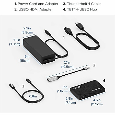 Plugable Thunderbolt 4ハブ　USBC-HDMIアダプター付 Amazon.com: Plugable Thunderbolt 4 Hub Bundle Includes USB-C
