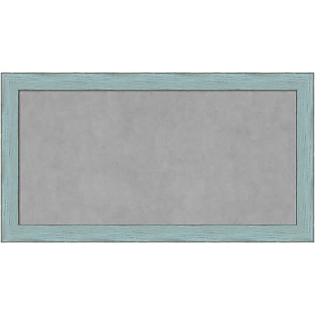Amanti Art Magnetic Bulletin Board, Steel/Aluminum, 26" x 14", Sky Blue Rustic Wood Frame