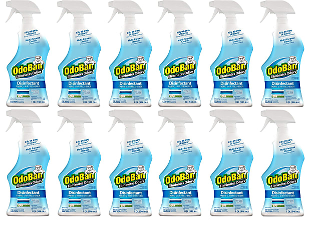 OdoBan Odor Eliminator Disinfectant Spray, Fresh Linen Scent, 32 Oz, Case Of 12 Bottles