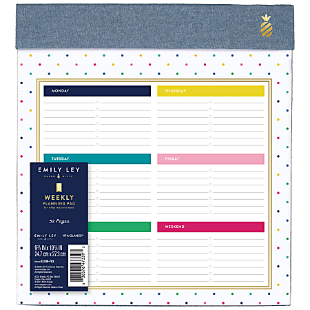 Emily Ley Weekly Planning Pad, 9 3/4" x 10 3/4", Happy Dot, Undated