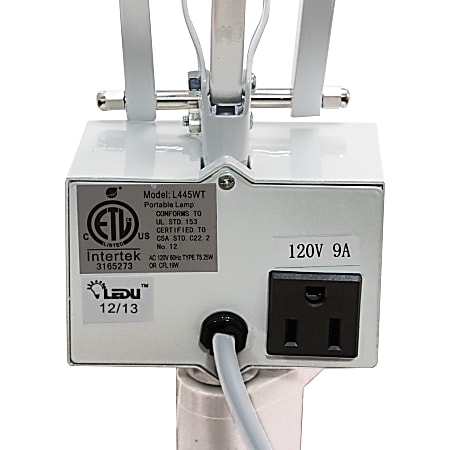 Ledu Professional FluorescentIncandescent Swingarm Clamp On Lamp Adjustable Height White Office Depot