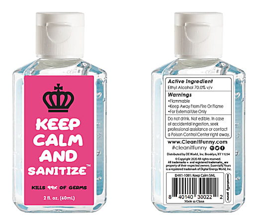 Digital Energy Clean It Unscented Hand Sanitizer, 2 Fl Oz, Assorted Designs