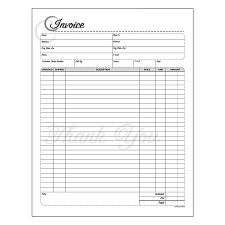 COSCO Invoice Form Book With Slip 3 Part Carbonless 8 12 x 11 Artistic ...
