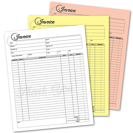 COSCO Invoice Form Book With Slip 3 Part Carbonless 8 12 x 11 Artistic ...