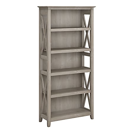 Bush Business Furniture Key West 66 H 5 Shelf Bookcase Washed Gray
