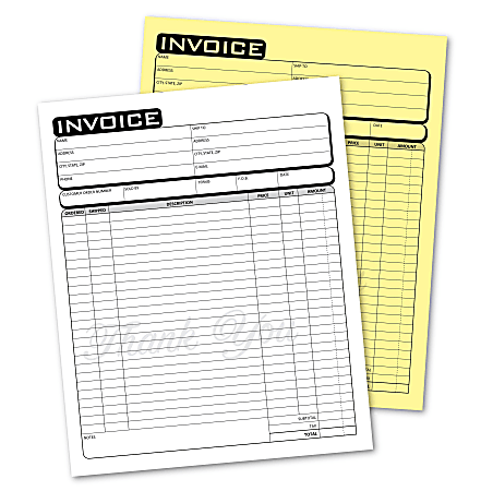 COSCO Invoice Form Book With Slip 2 Part Carbonless 8 12 x 11 Business ...