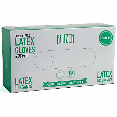 BLUZEN Powder-Free Latex Gloves - 4 mil Thickness - Large Size - Latex - Off White - Comfortable -  - LAT101LCT