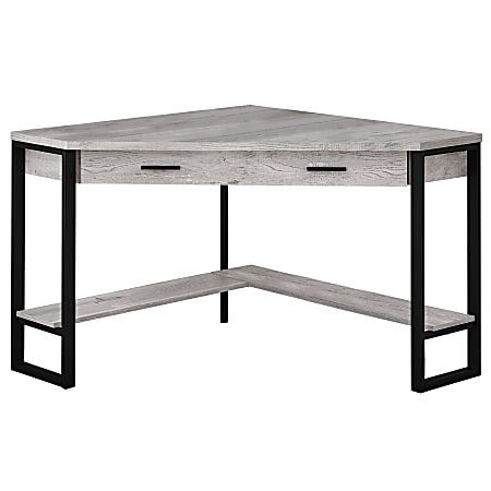 Monarch Specialties Jordan 42"W Diamond Corner Computer Desk, Gray/Black