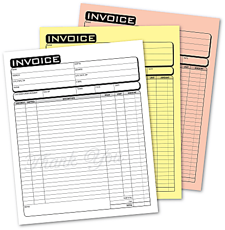 COSCO Invoice Form Book With Slip 3 Part Carbonless 8 12 x 11 Business ...