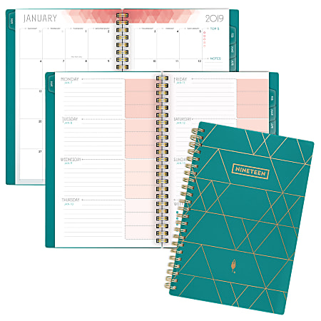 AT-A-GLANCE® inkWELL Press® Weekly/Monthly liveWELL Planner™, 4 7/8" x 8", Teal, January to December 2019
