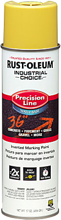 Rust-Oleum Industrial Choice M1800 System Water-Based Precision Line Inverted Marking Paint, 17 Oz, High-Visibility Yellow, Pack Of 12 Cans