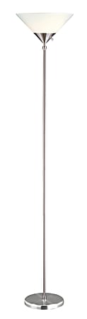 Adesso® Pisces Floor Lamp, 73"H, Satin Steel/White