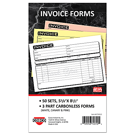 COSCO Service Invoice Form Book With Slip, 3-Part
