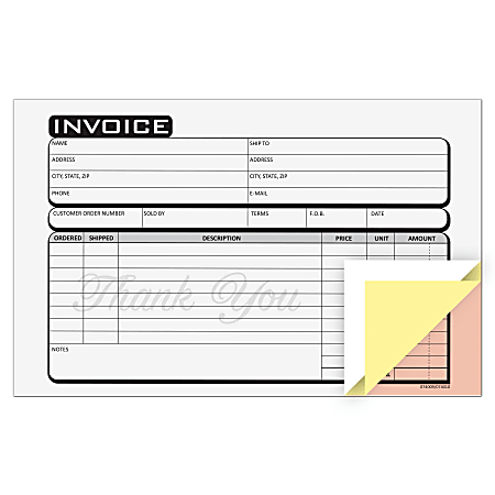COSCO Service Invoice Form Book With Slip 3 Part Carbonless 5 38 x 8 12 ...