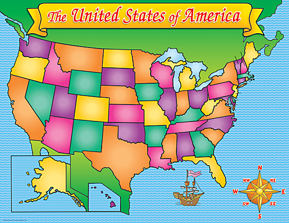 Scholastic Practice Chart, USA Map, 17" x 22"