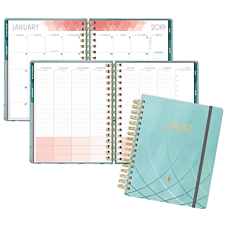 AT-A-GLANCE® inkWELL Press® Weekly/Monthly liveWELL Planner™, Classic, 7" x 9", Teal, January to December 2019