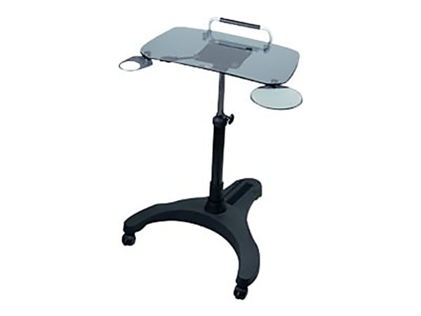 Ergoguys Mobile Adjustable Laptop Desk with Glass Top - Cart - for notebook - tempered glass - smoke