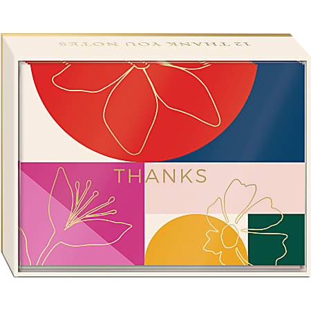 Lady Jayne Thank You Boxed Cards, 3-1/2" x 5", Multi Geo Floral, Pack Of 12 Cards