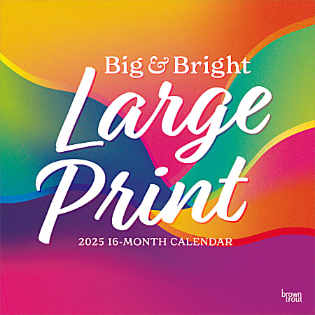 2025 BrownTrout Big & Bright Large Print Monthly Matte Square Wall Calendar, 12" x 12", Family and Children, Jan to Dec 2025, 9781975478384