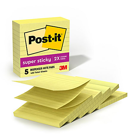 Post-it Super Sticky Lined Notes, 5 Sticky Note Pads, 4 x 6 in., School  Supplies, Office Products, Sticky Notes for Vertical Surfaces, Monitors,  Walls