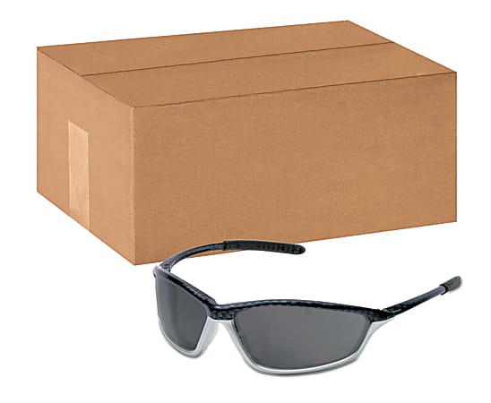 Shock Protective Anti-Fog Eyewear, Gray Lens, Carbon/Silver Frame, Case Of 72