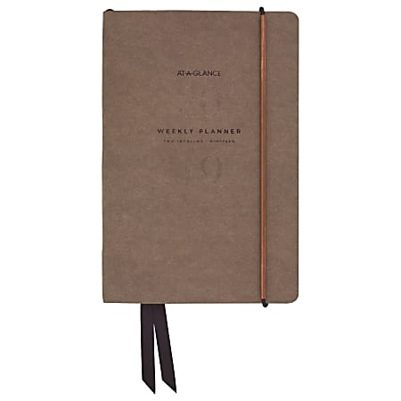 AT-A-GLANCE® Signature Collection™ 13-Month Weekly/Monthly Planner, 5 3/4" x 8 1/2", Olive, January 2019 to January 2020