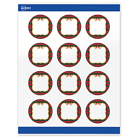Avery Printable Christmas Labels with Sure Feed Technology 94501 Round ...